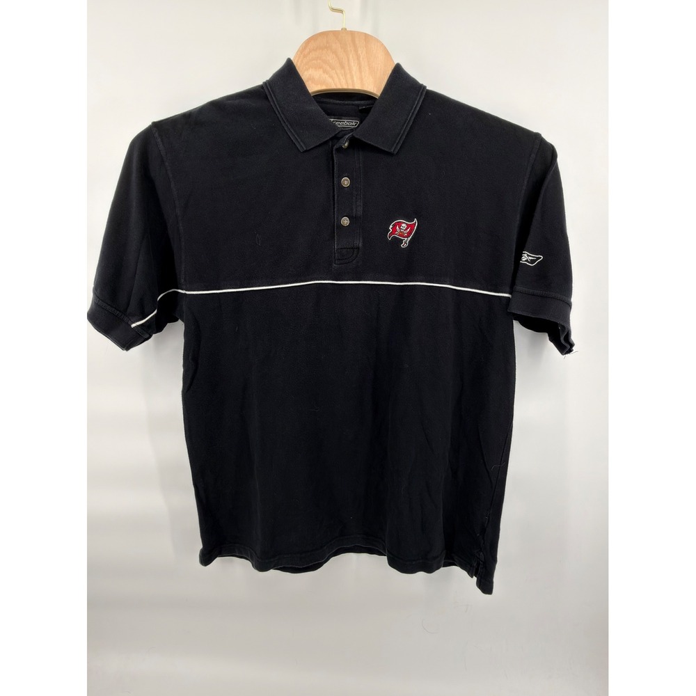 Vintage Reebok Tampa Bay Buccaneers Golf Polo Shirt Mens Large Black‎ NFL Team